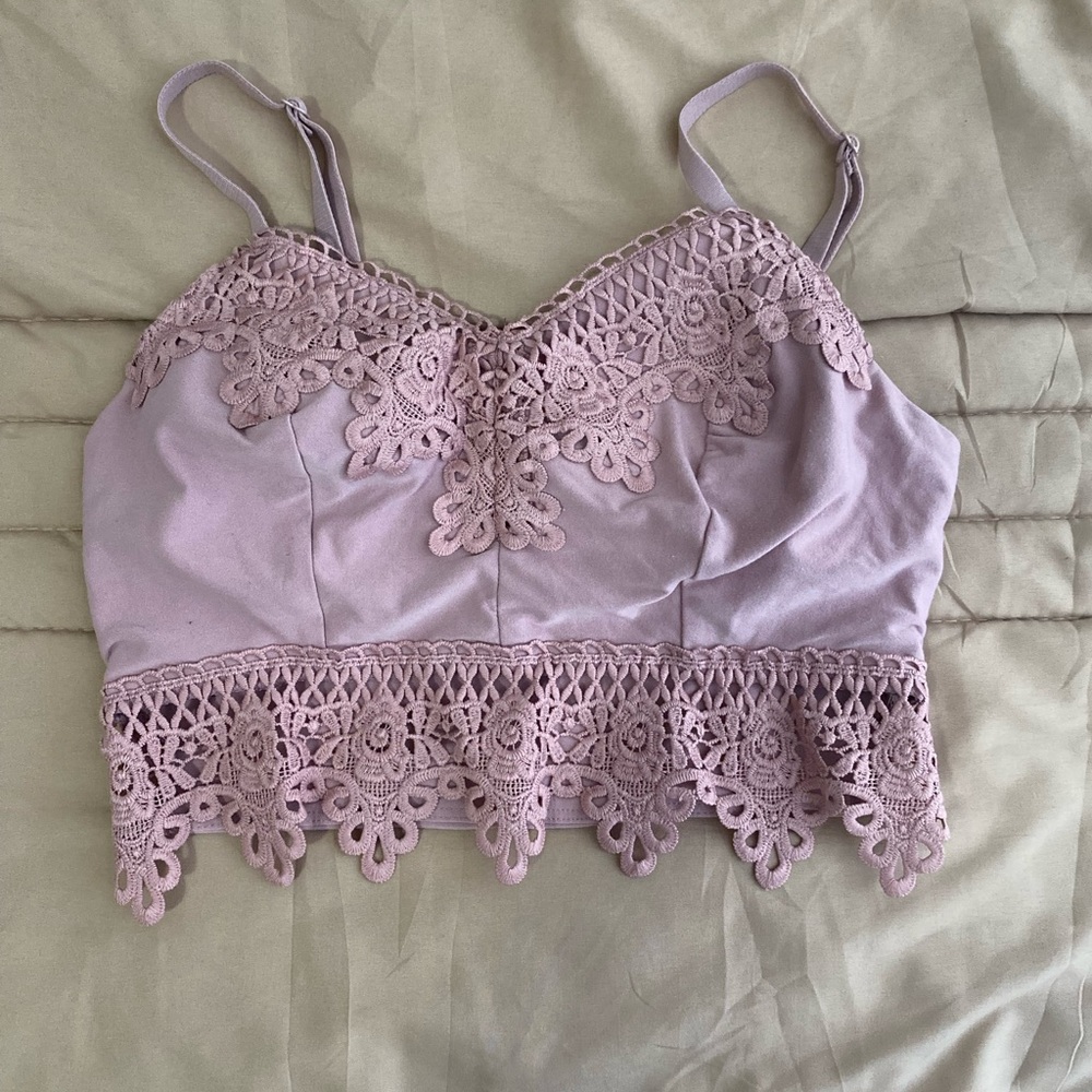 Mudd Mauve Lace Crop Top